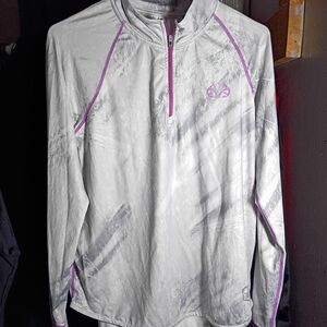 Realtree Gray and Purple Quarter-Zip Pullover